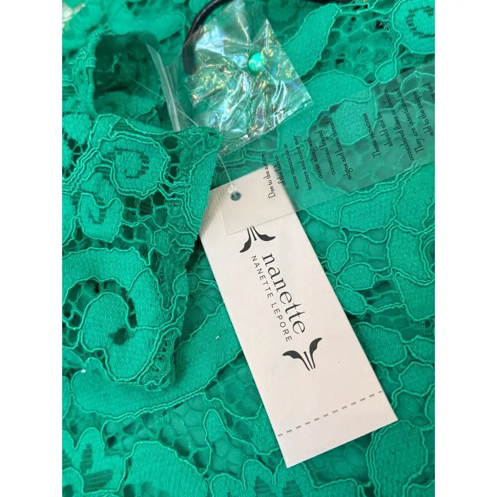 NANETTE Nanette Lepore Green Lace Blouse - Emerald Isle - Picture 10 of 15